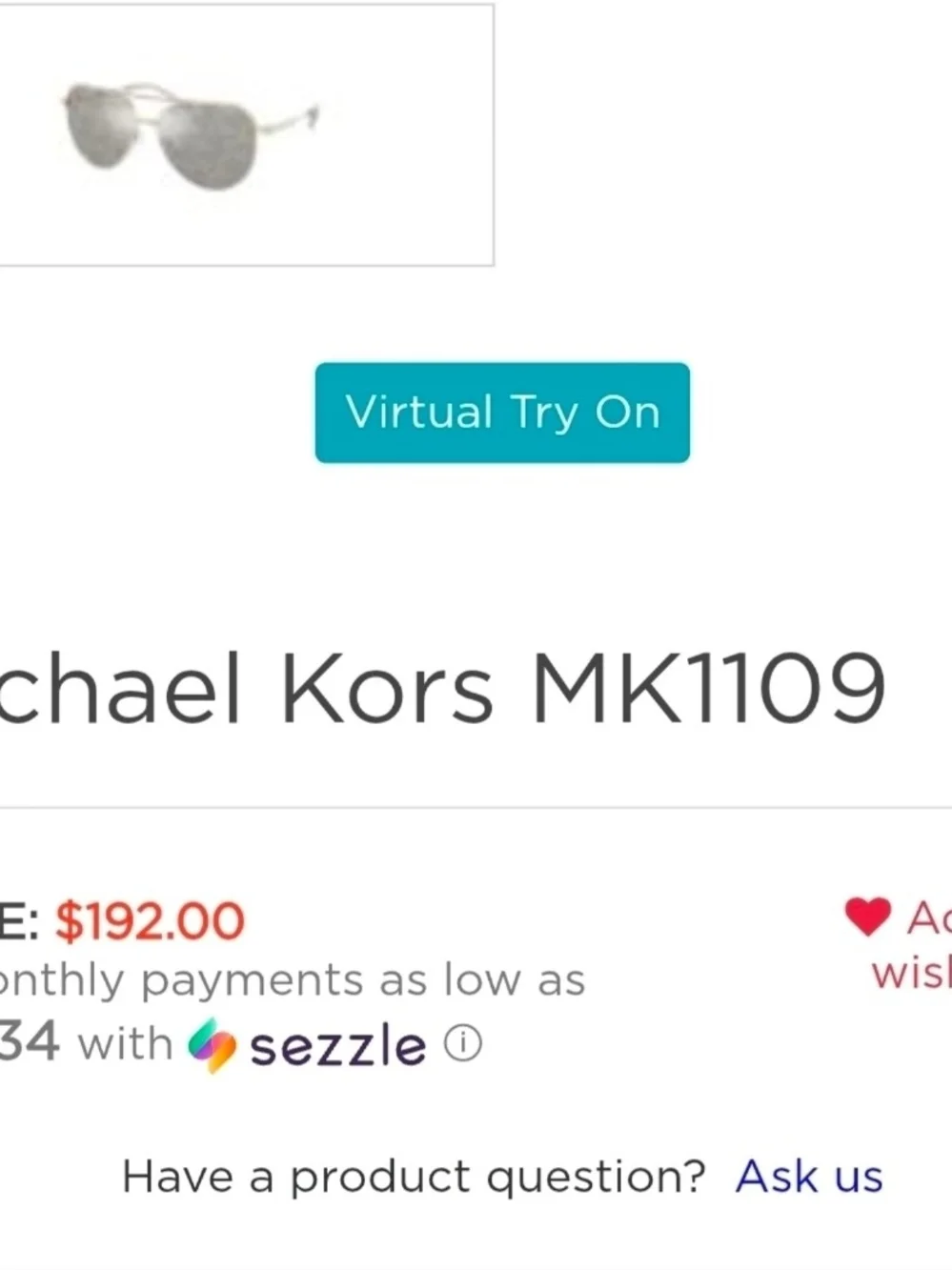 Unisex MICHAEL KORS Gold Aviator Sunglasses